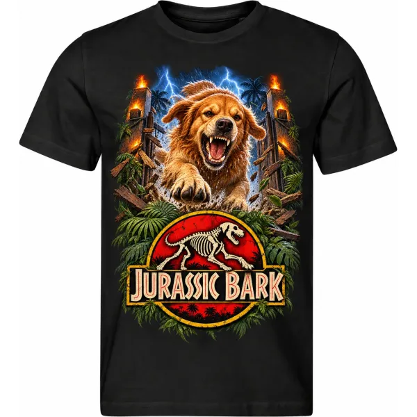 Pánské černé tričko JURASSIC BARK, pes v jurském parku
