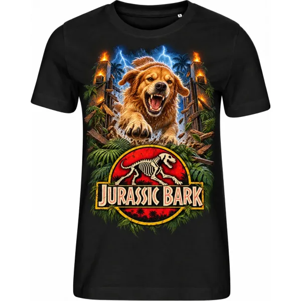 Dámské černé tričko JURASSIC BARK, pes v jurském parku