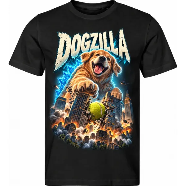 Pánské černé tričko DOGZILLA – obří pes ve městě