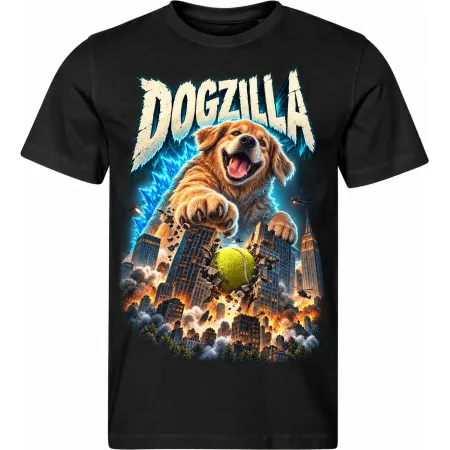 Pánské černé tričko DOGZILLA – obří pes ve městě