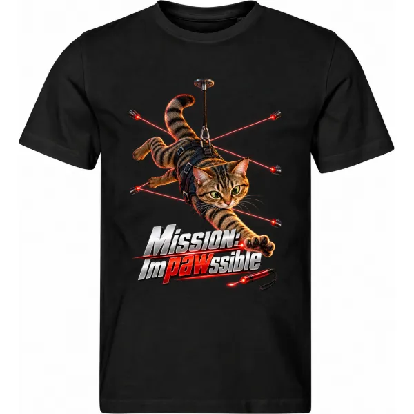 Pánské černé tričko Mission: Impawssible – kočičí tajná mise