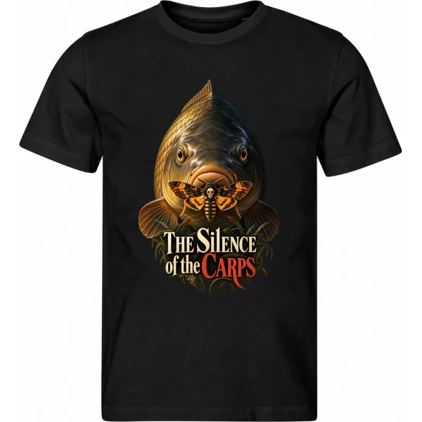 Pánské černé tričko The Silence of the Carps – mlčení kaprů