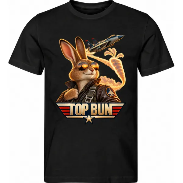 Pánské černé tričko Top Bun – králičí stíhací pilot