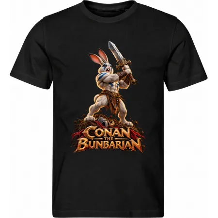 Pánské černé tričko Conan the Bunbarian – králičí barbar