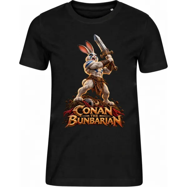 Dámské černé tričko Conan the Bunbarian – králičí barbar