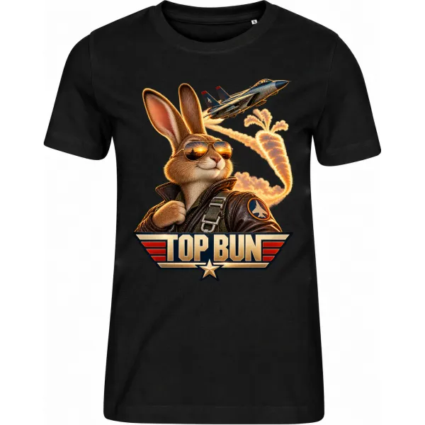 Dámské černé tričko Top Bun – králičí stíhací pilot
