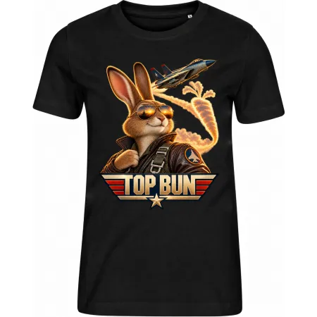 Dámské černé tričko Top Bun – králičí stíhací pilot
