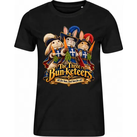 Dámské černé tričko The Three Bun-keteers – tři králičí mušketýři
