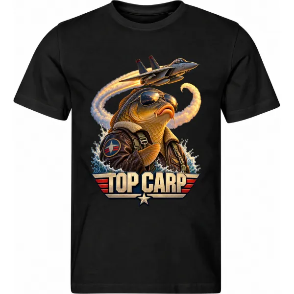 Pánské černé tričko Top Carp – kapří stíhací pilot