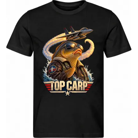 Pánské černé tričko Top Carp – kapří stíhací pilot
