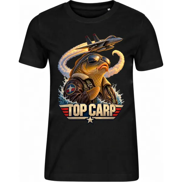 Dámské černé tričko Top Carp – kapří stíhací pilot