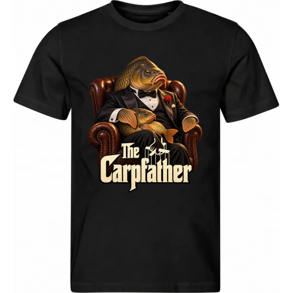 Pánské černé tričko The Carpfather – kapří mafián