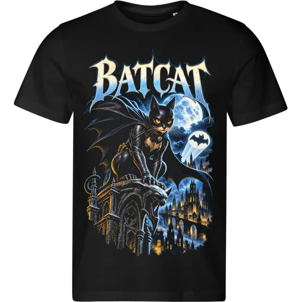 Pánské černé tričko BATCAT – kočičí noční strážce