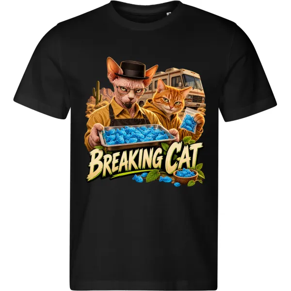 Pánské černé tričko BREAKING CAT – kočičí laboratoř