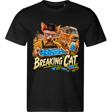 Pánské černé tričko BREAKING CAT – kočičí laboratoř