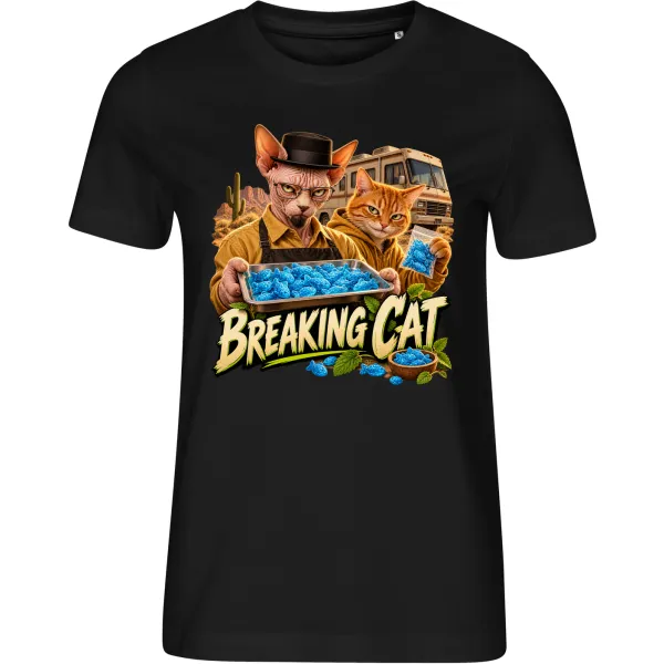 Dámské černé tričko BREAKING CAT – kočičí laboratoř