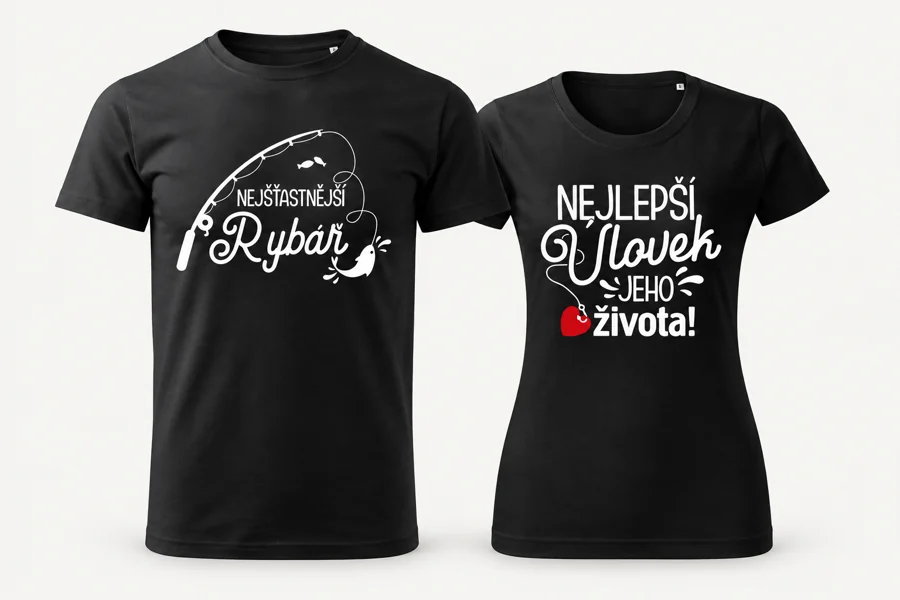 Trička pro páry Nejšťastnější rybář a jeho úlovek – Láska na háčku